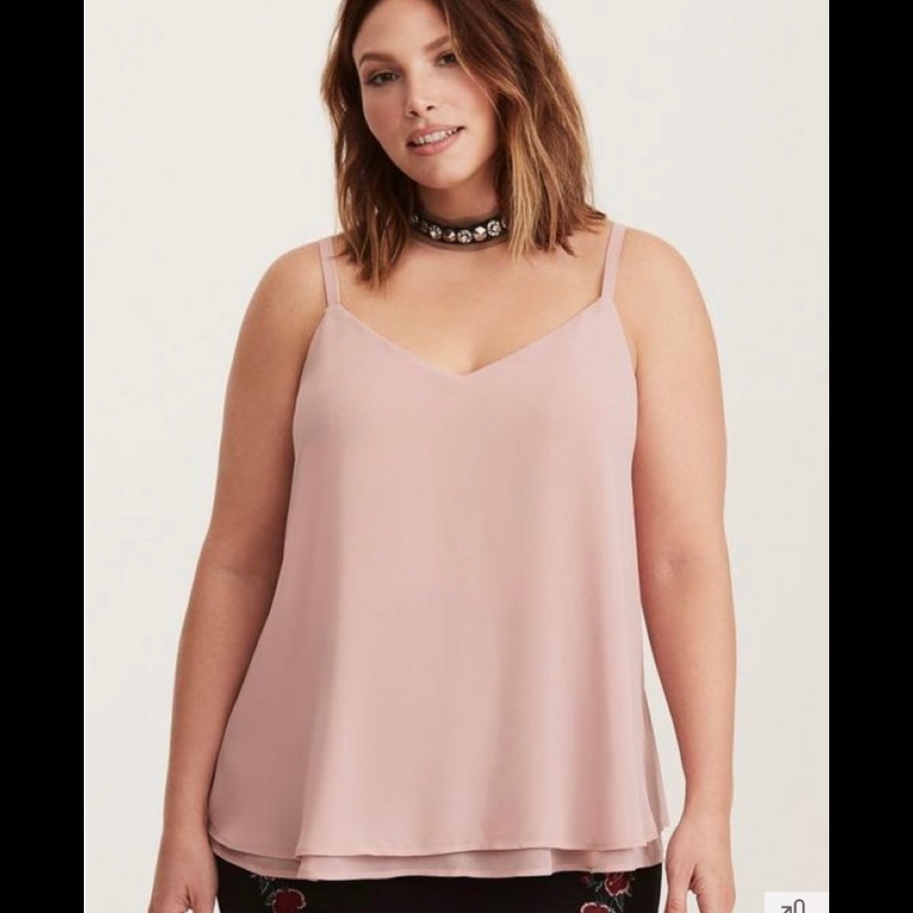 Torrid NWT Blush Pink Sleeveless Double Layer Chiffon Cami, size 00x